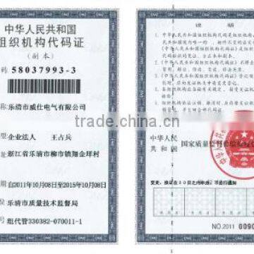 The People's Republic of organization code cer