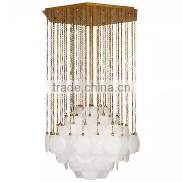 0823-2 metal chains frosted glass hex-shaped panels Vienna Large Chandelier pendant lamp