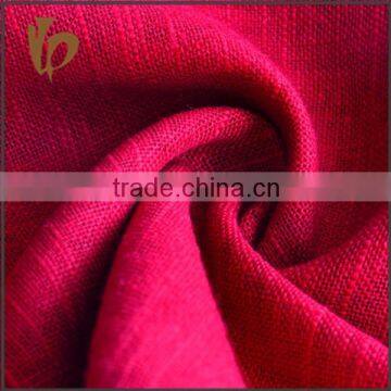 New Products Wholesale Dark Red Recycled Heavy Linen Cotton Fabric for Coat photo-4