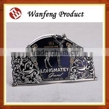 Wholesale High Quality Custom Aluminum Embossed Wine Label/wine Metal Sticker