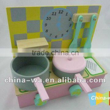 wooden pretend play small cooking range toy set for children