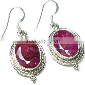 Ruby quartz earrings Indian gemstone jewellery Handmade jewelry Semi precious earrings