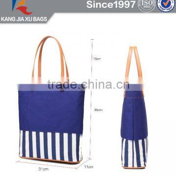 Luxury Canvas Leather Stripe Tote Bags Customed Logo