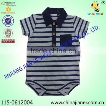 Hot Sale Cheap Baby Bodysuit with Height Neck and Short Sleeve Boy Infant Clothing