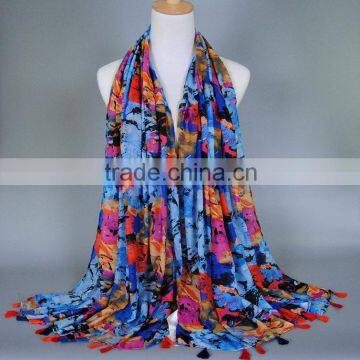 Large size female cotton tassel stylish shawl