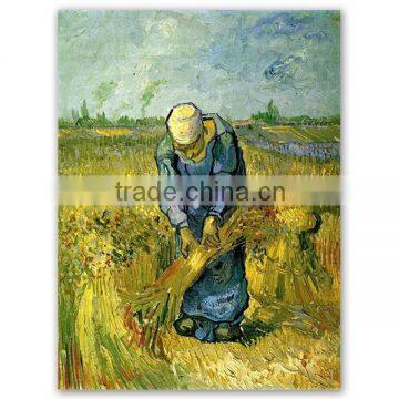 ROYI ART Van Gogh Oil Painting handing on wall decor of Peasant Woman Binding Sheaves after Millet