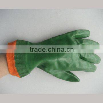 13 gauges jersey liner fully coating green nitrile knit cuff against oils safety lamminated gloves