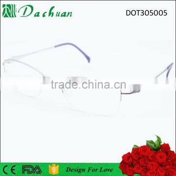 High quality designer half frame beautiful lady beta titanium optical frames with diamond and double color