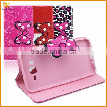 Bow magnet button pu+tpu leather case for samsung galaxy j7