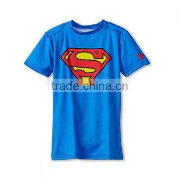 polyester elastane superman t shirts for boys Anti-odor technology kids clothing wholesale