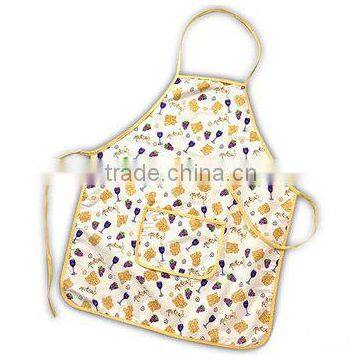 hot design 100% cotton printed kitchen apron uniform for receptionist for lady