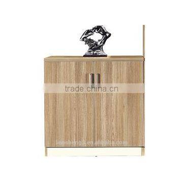 Walnt Veneer MDF Melamine Panel Low Height Office Tea Cabinet Two Glass Door Cabinet Furniture photo-4