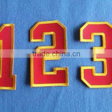 applique embroidery number badges in bulk production