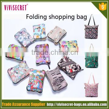 Classic design low price nylon foldable 210D polyester shoulder shopping bag