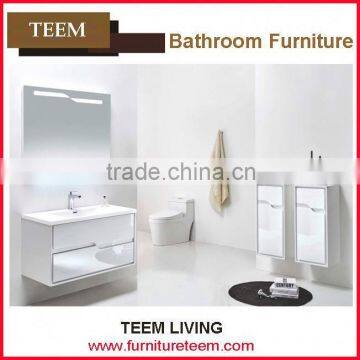 2015 hot sales new design modern high end italian solid wood furniture pvc bathroom wash basin cabinet