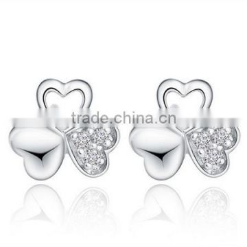 S925 sterling silver Clover shape girls loverly earring stud korean model selling earring