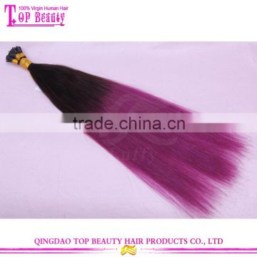 Top Quality Cheap I Tip Brazilian Hair Extension Remy Ombre #2TPurple I Tip Hair Extension For Cheap