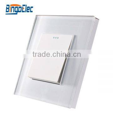 glass panel wall electronic switch 1gang 2way white