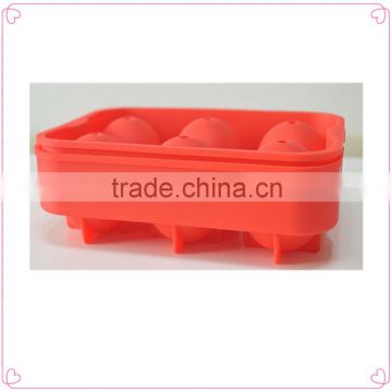 6 holes round shape cheap 6 holes silicone ice ball shape tray with lid