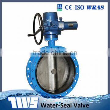 DN50-DN2000 PN16 Cast Iron Solf Sealing Electric Double Flanged Concentic Butterfly Valve