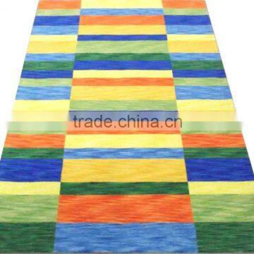 Hand made cut pile stripes design wool carpet