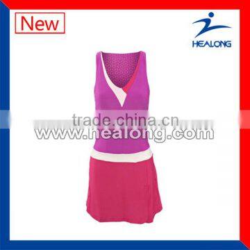 popular ruffled one piece skirt style ladies tennis apparel