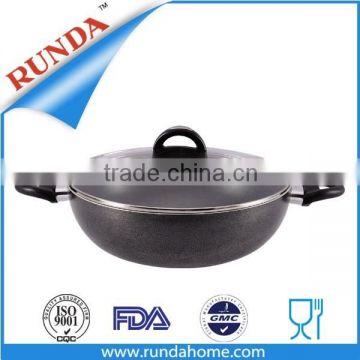 Aluminum non-stick chinese wok with glass lid