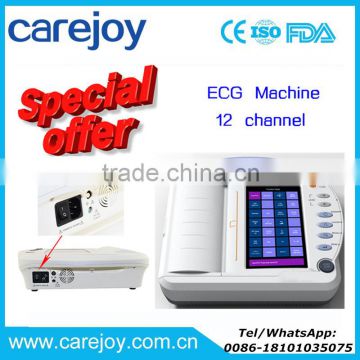 Carejoy CE ISO Mark Touch Screen Digital 12 Channel 12 lead Electrocardiograph ECG Machine EKG 1212A