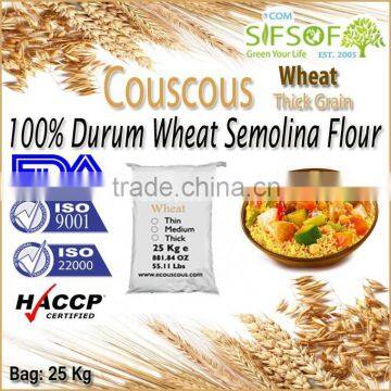 WholeSale Couscous Thick Grain. FDA Certification Couscous. Premium Couscous Thick Grain Bag 25 Kg. Thick Grain Bulk Couscous.