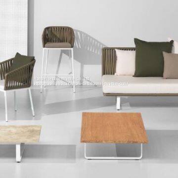 Rope Weave Outdoor Sofa Double Seat Single Sofa Alu Frame 10cm Cushion TaiWan Olifen Fabric photo-3