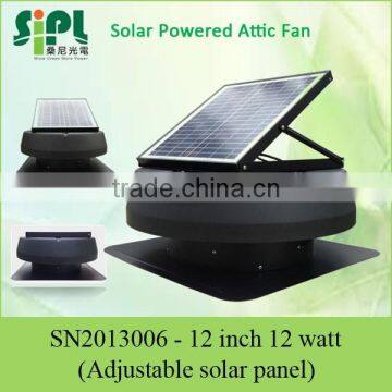 12 watt Solar Panel Powered 12 inch Attic Air extractor Ventilation Fan in Round Shape