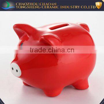 YScb0011-01 Wholesale red piggy bank ceramic