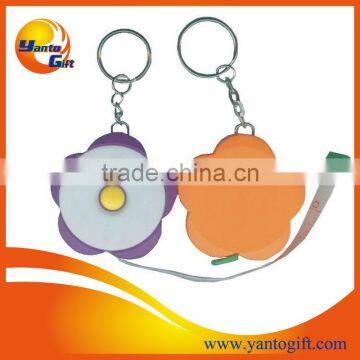 Custom logo Tape measure keychain with flower shape