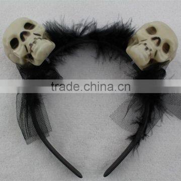 Halloween Skull Hairband Scary Skull Headband With Feather photo-2