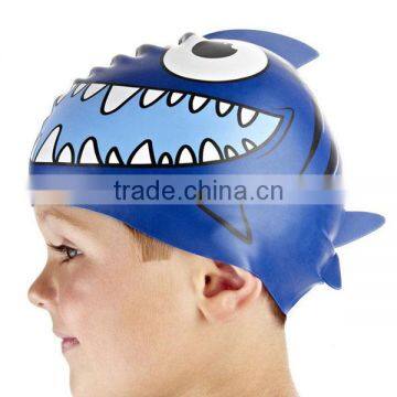 Custom printed kids funny silicone swimming cap / animal print silicone swimming cap