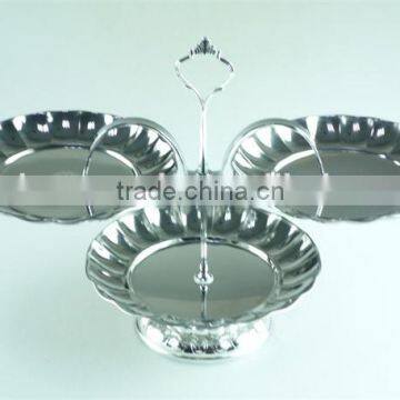 3 pcs metal dishes&plate,stainless steel cake plate,stock cake plate stand