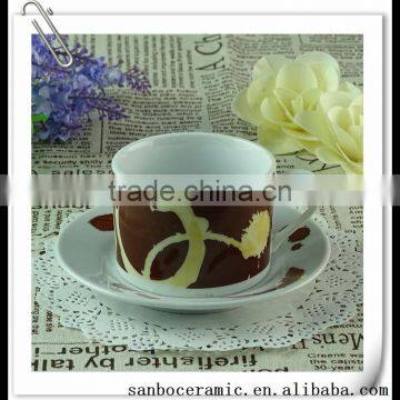 Bone China White And Brown Beautiful 120ml Cup And Saucer