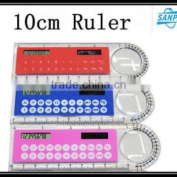 Multifunctional 10cm Plastic Ruler/Solar Calculater/Magnifying Gass photo-2