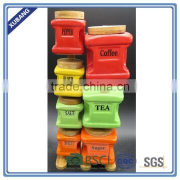 Screw Cap Sealing jar Green/Orange/Yellow Ceramic kitchen canisters