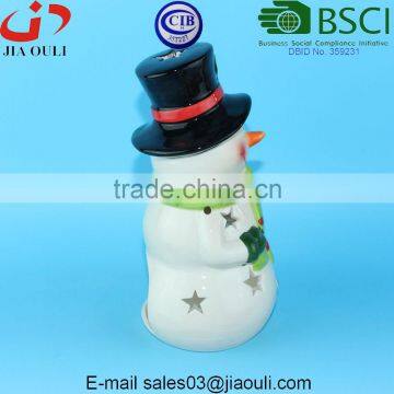 BSCI Certificate Factory X'mas Decoration Ceramic Snowman, Snowman Candle Lantern photo-4