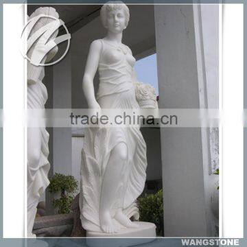 Hand Carved Modern White Marble Garden Male Sculpture photo-5