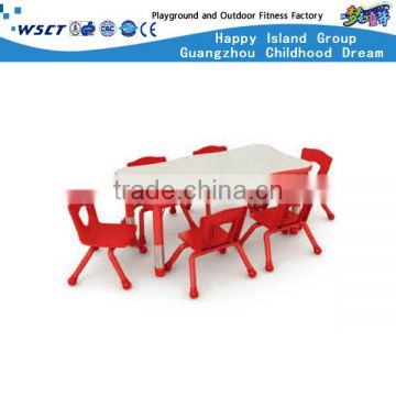 (HC-1706)High Quality Rectangle Plastic Table For Six Kids dining tables set