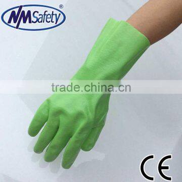 NMSAFETY Interlock liner Full dip gauntlet Hi-viz green pvc work gloves smooth palm safety glove form China