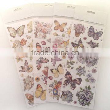 Purple Color Butterfly & Rose Design Sticker, Antique Decorative Shinny Glitter Sticker