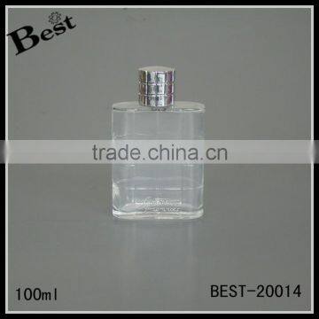 alibaba china promotion empty glass bottle mold perfume 100ml bottle glass with silver aluminum cap cosmetic packaging