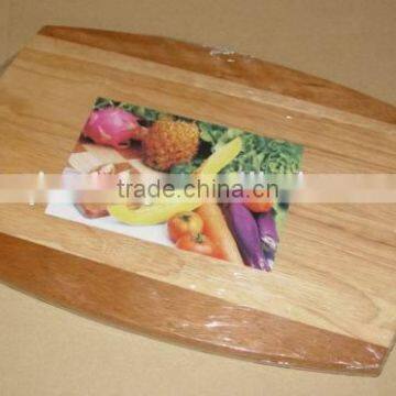 Rubber Wood Cutting Board with Metal handle