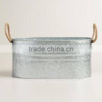 Galvanized Tub with Wood Handles