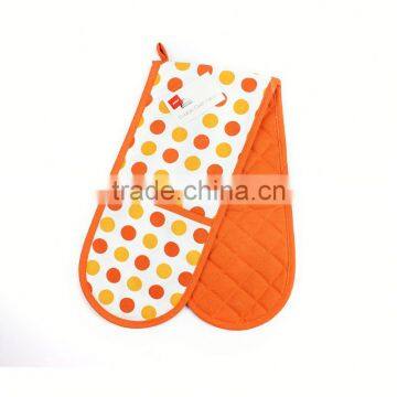 Top quality cotton long printed double oven gloves