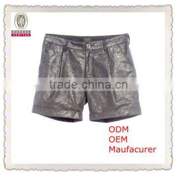 new design silver leather girls sexy shorts