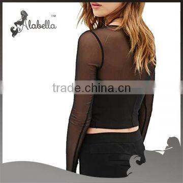Plain Crop Top Wholesale Custom Crop Top With Mesh Fabric photo-3